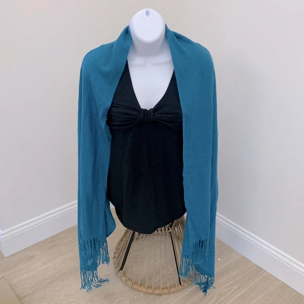 Teal blue pashmina style scarf wrap